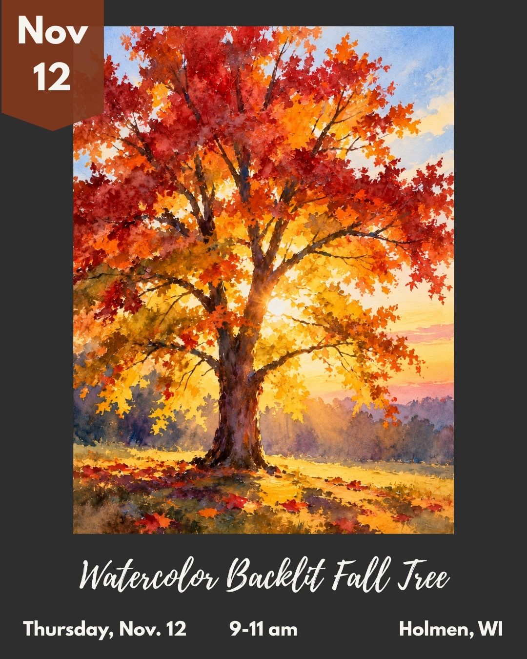 Watercolor Backlit Tree Painting Class