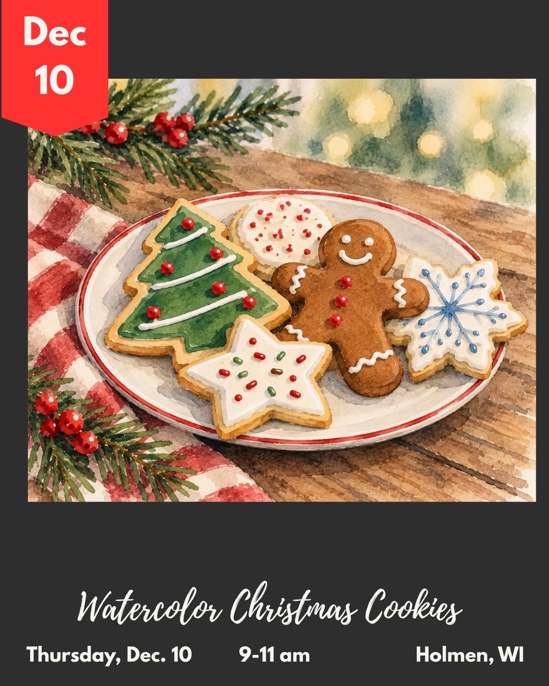 Watercolor Christmas Cookie Painting Class