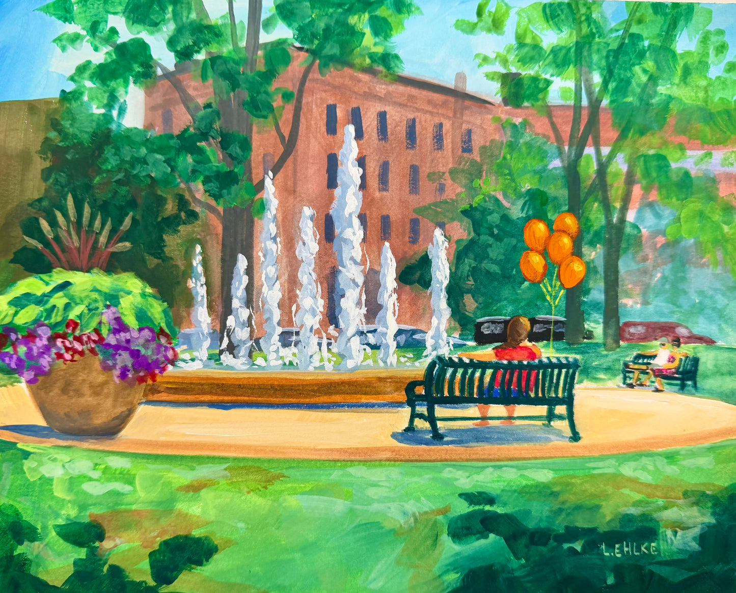 La Crosse Fountain - Gouache Print