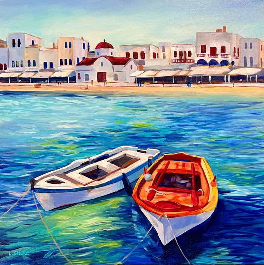 Mykonos Boats Print 12x12
