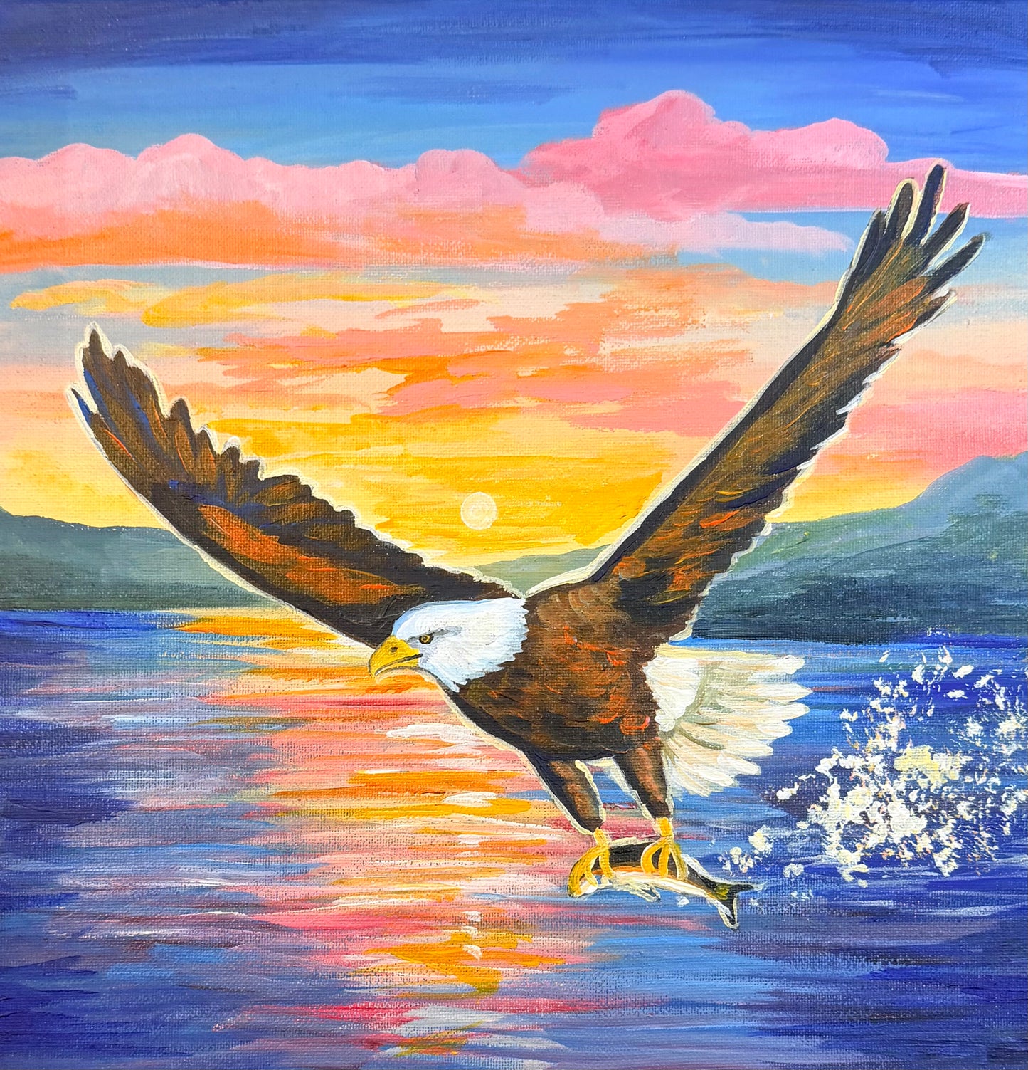Eagle Catching Fish - Acrylic Print