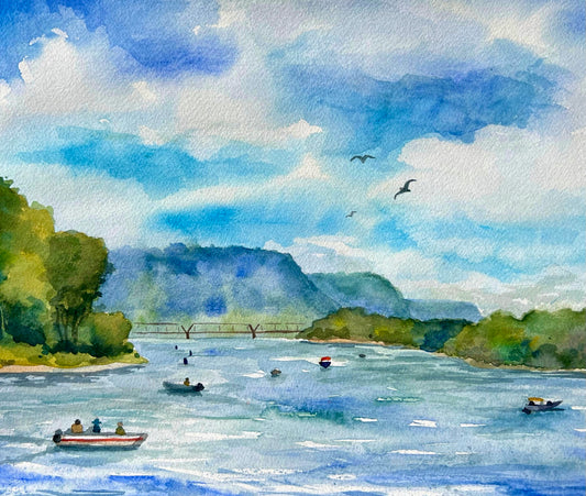 Day on the Lake on Paper 11" X 14"