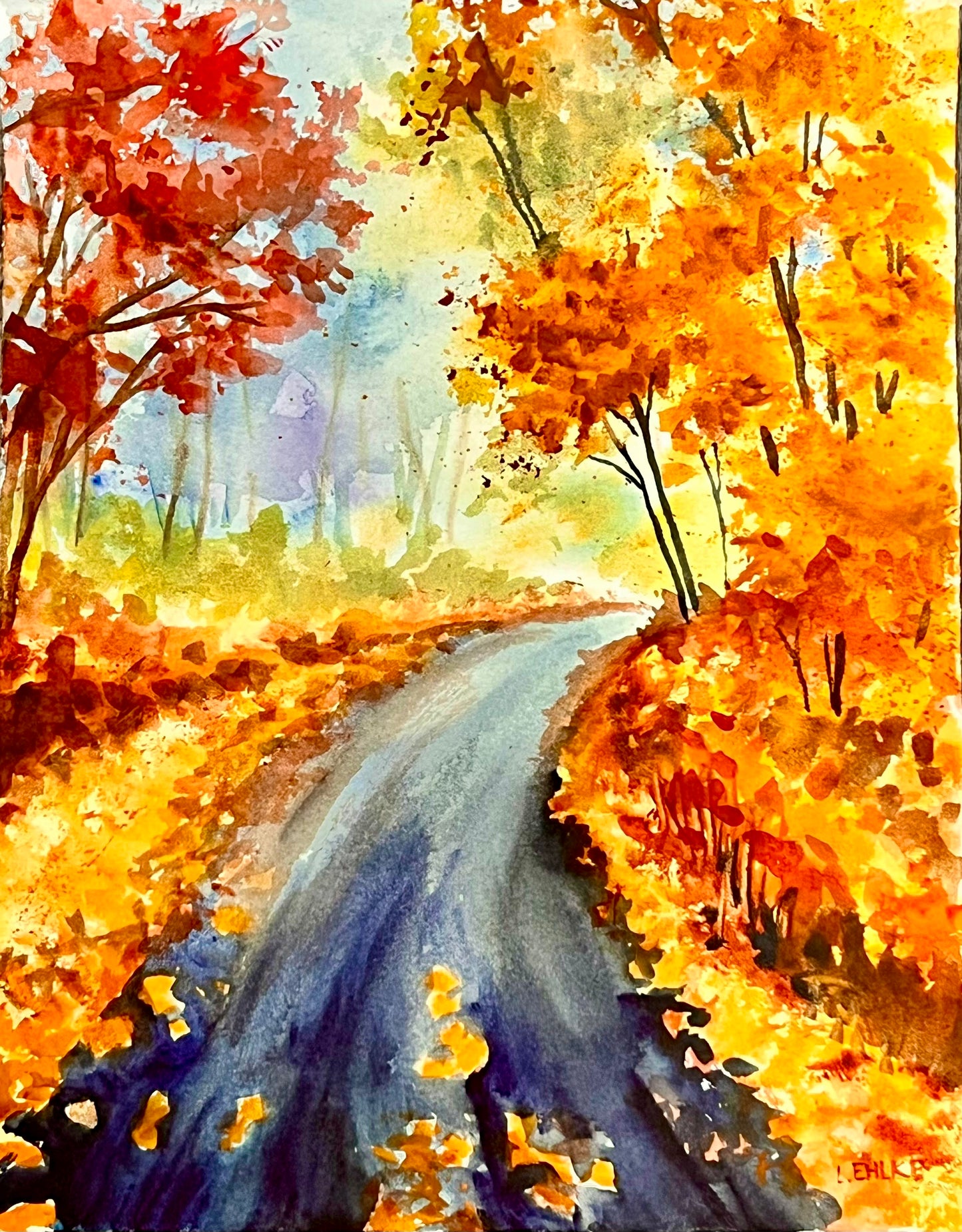Fall Road - Watercolor Print