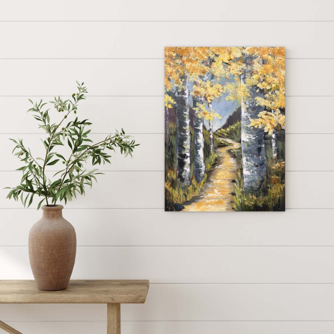 Birch Path - Acrylic Original - 12x16