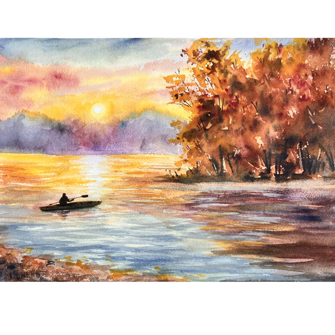 Black River Sunset - Watercolor Print