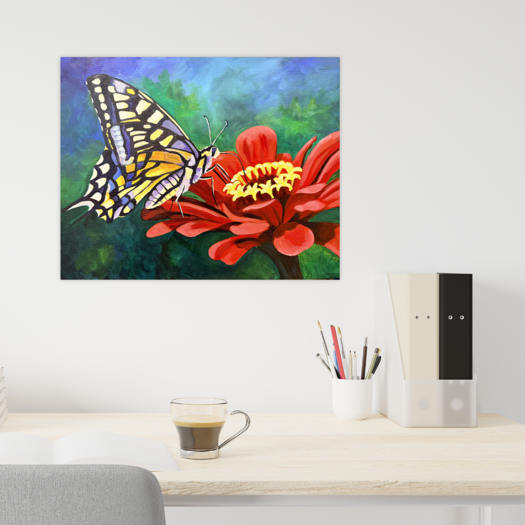 Butterfly on Flower - Acrylic Original - 16x20