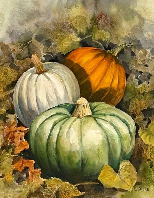 Pumpkin Still Life - Watercolor Print