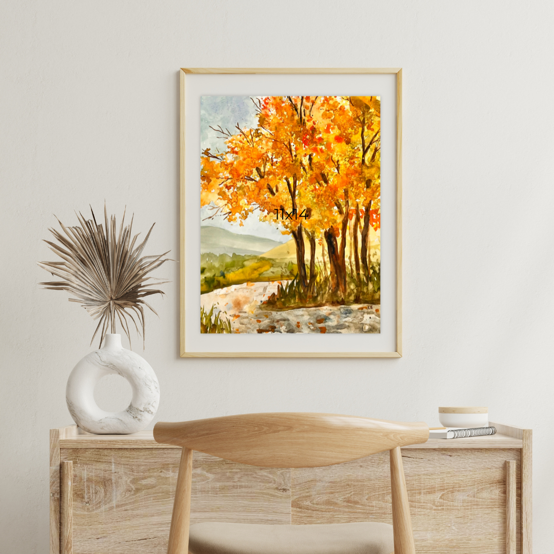Fall Winding Road - Watercolor Original - 11x14