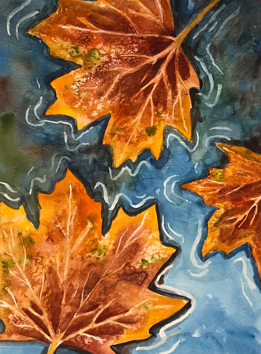 Floating Leaves 9x12