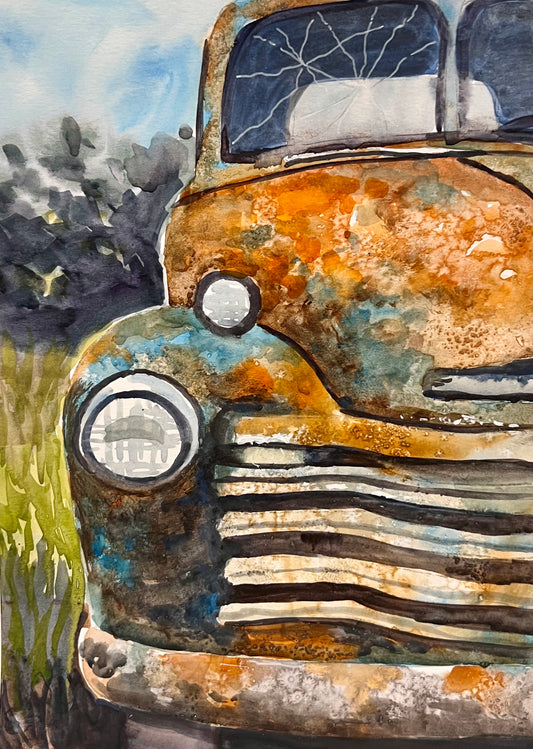 Old Truck Close Up 9x12