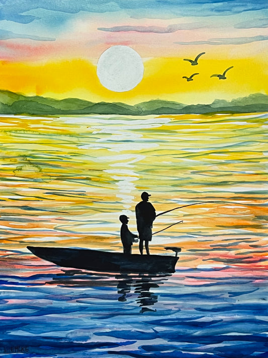 Fishing at Sunset 11x14