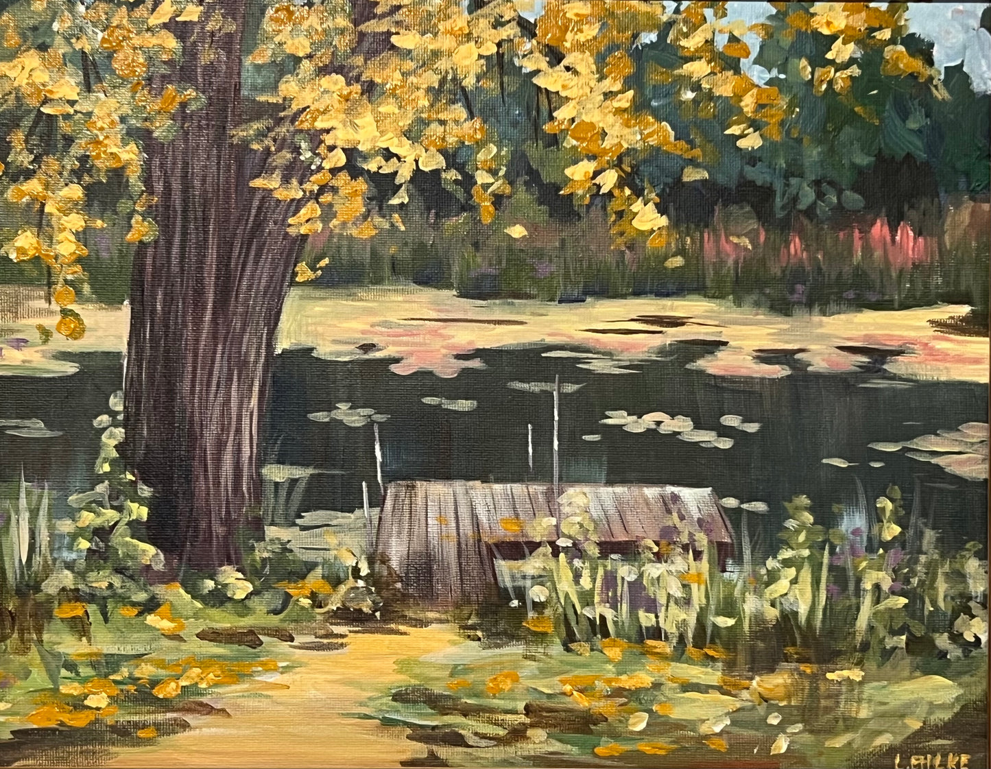 Behind Red Pines Landscape 11x14