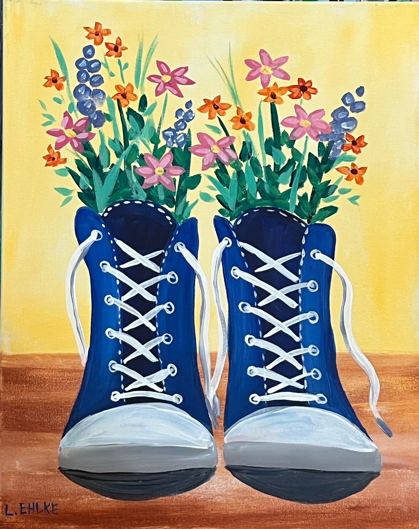 Shoe Flowers on Canvas 16" X 20"