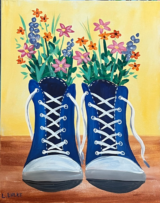 Shoe Flowers on Canvas 16" X 20"