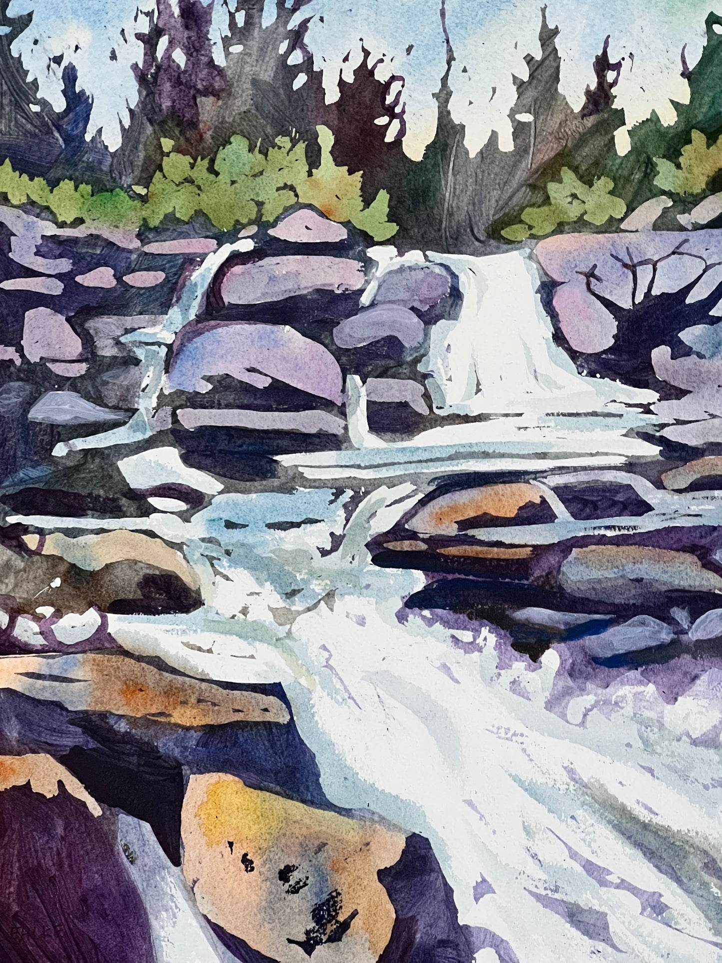 Waterfall on Paper 11" X 14"
