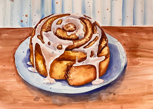 Watercolor  Cinnamon Roll 9 x 12