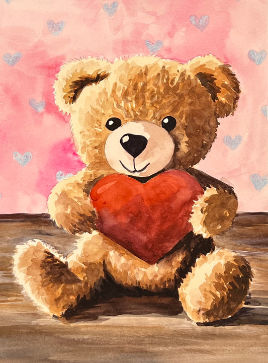 Watercolor Teddy Bear 9 x 12
