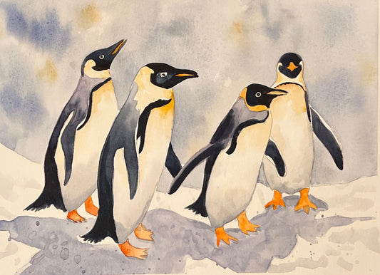 Watercolor Penguins 9x12