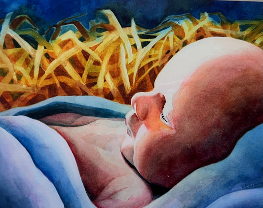 Jesus in Manger - 11" X 14" Print