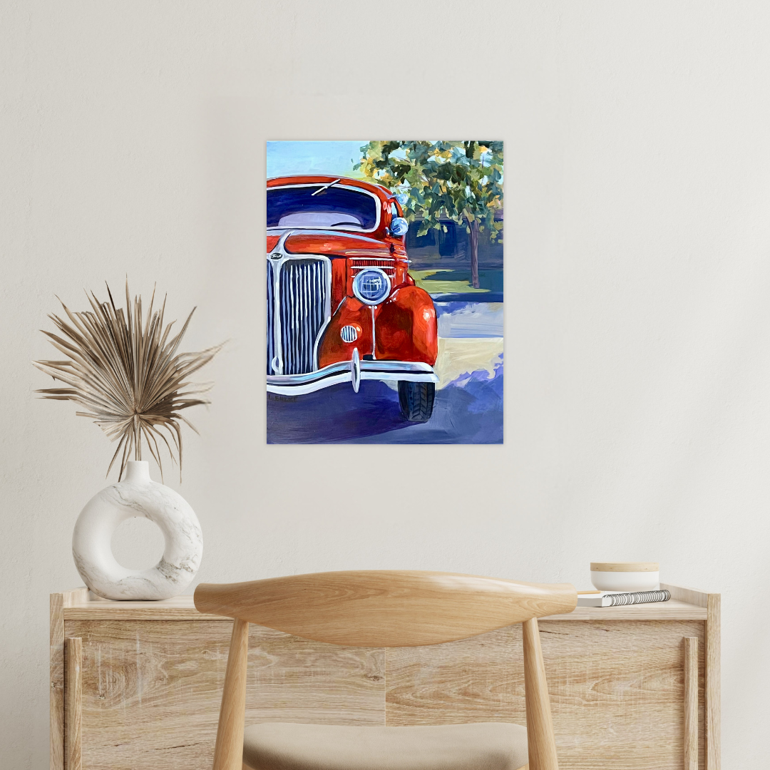Old Red Car - Acrylic Original - 11x14