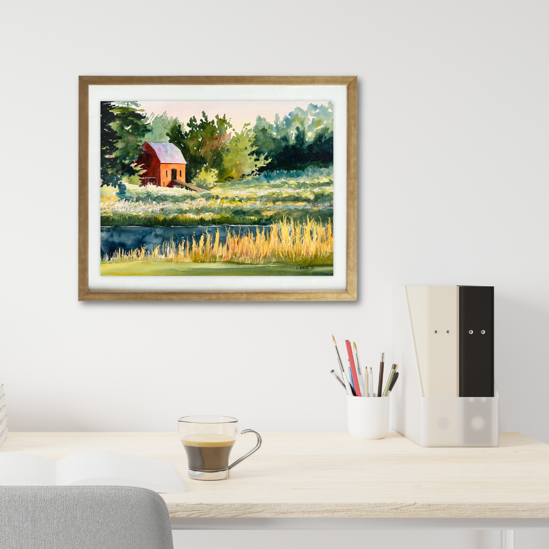 Red Barn - Watercolor Original - 16x20
