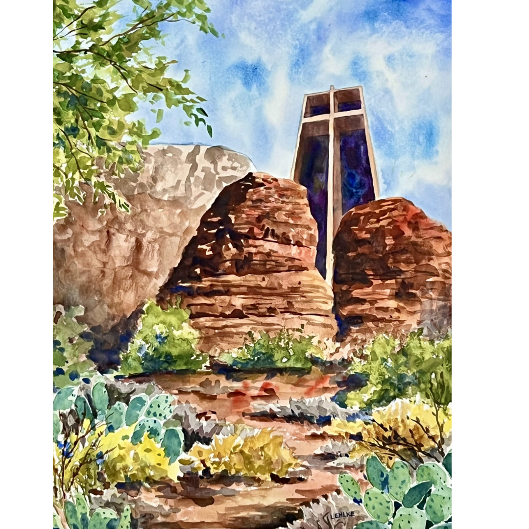 Sedona Chapel - Watercolor Print