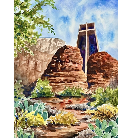 Sedona Chapel - Watercolor Print