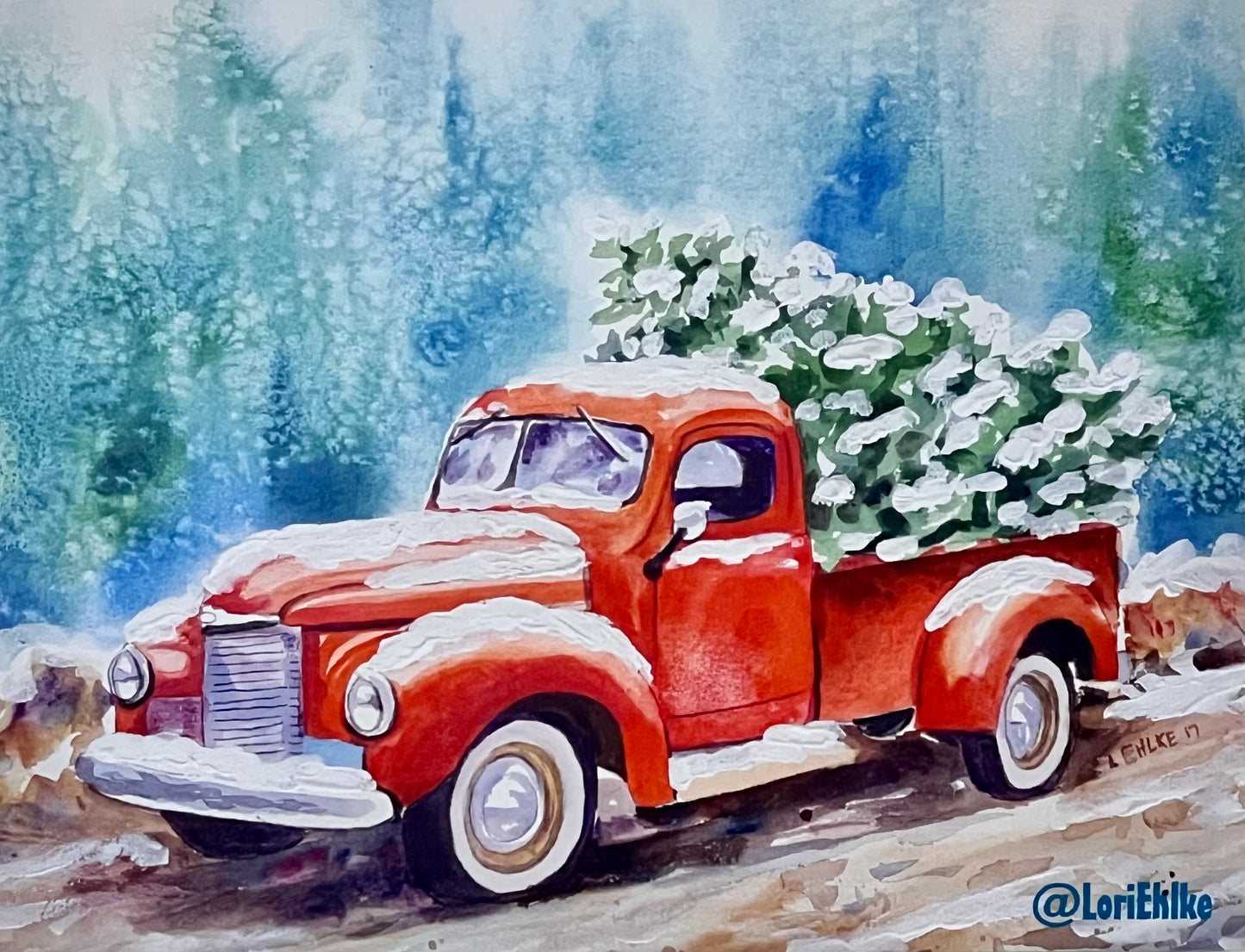 4x5 Winter Truck Postcard Set of 10