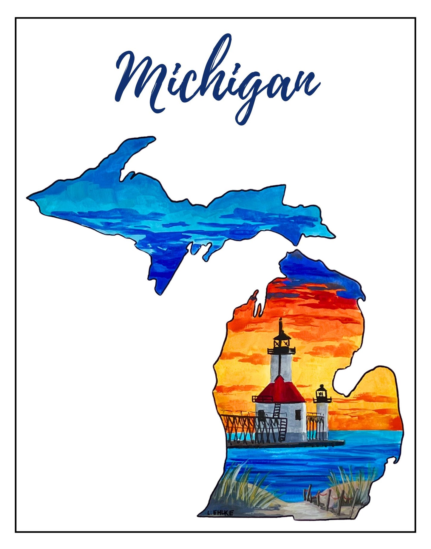 Michigan State Painting Print 11x14