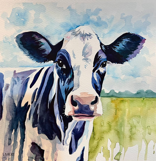 Watercolor Cow Print 12x12