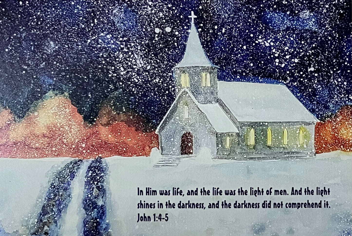 4x6 Winter Church Postcard Set of 10