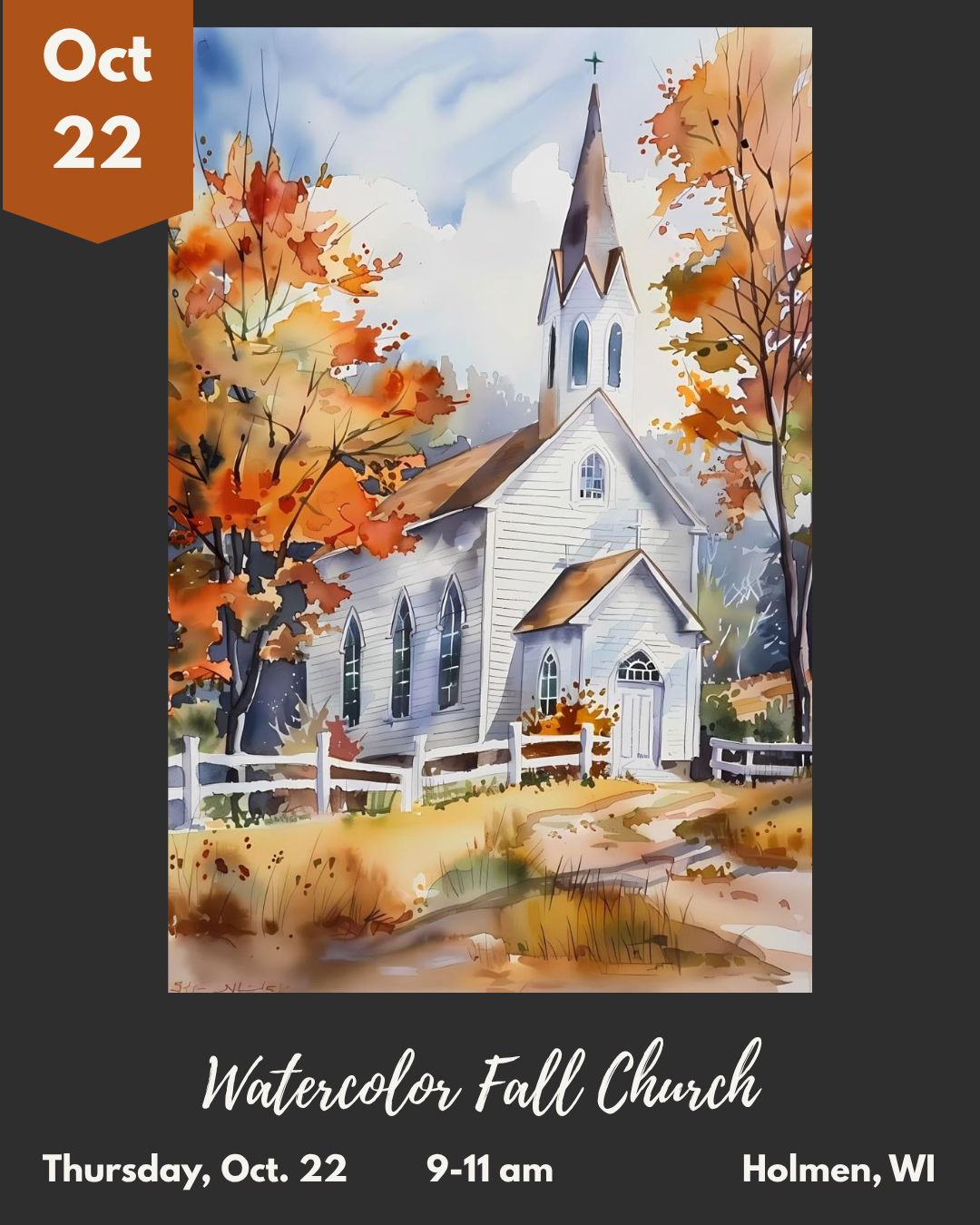 Watercolor Fall Church Painting Class