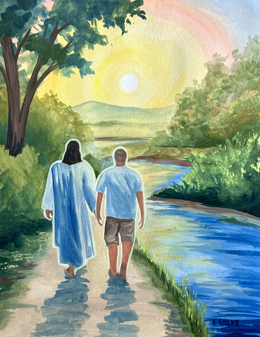 Man Walking with Jesus 11x14