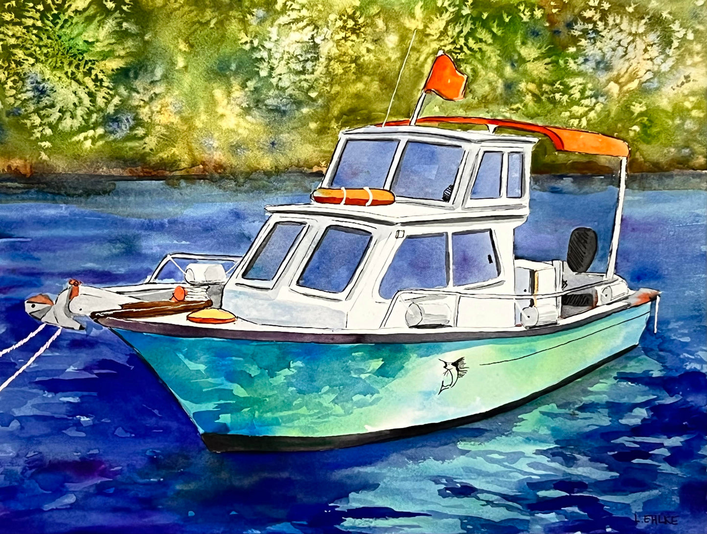 Boat from Greece - Watercolor Original - 9x12