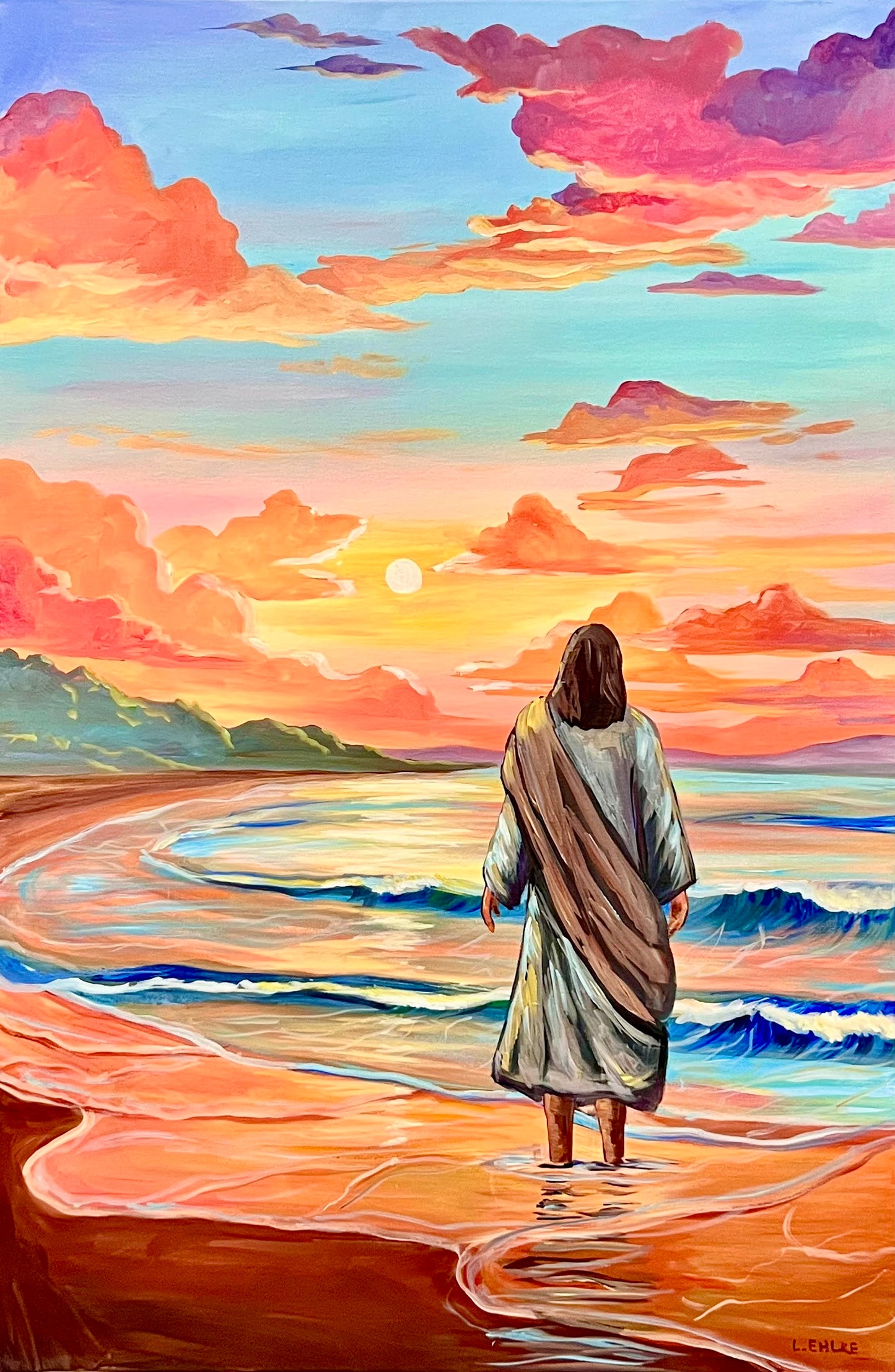 Jesus at Sunset - Acrylic Original - 24x36