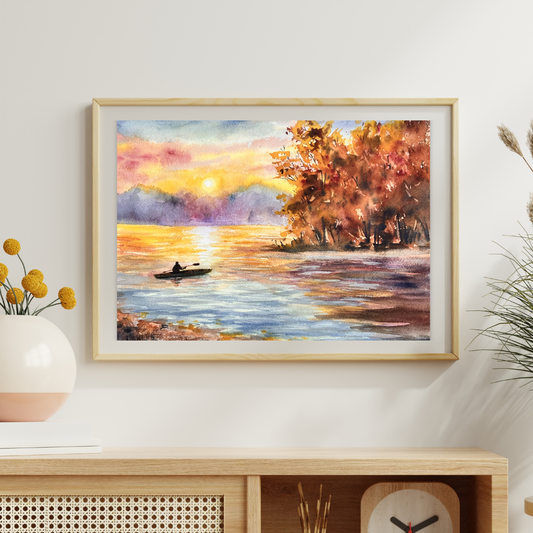 Black River Sunset - Watercolor Print