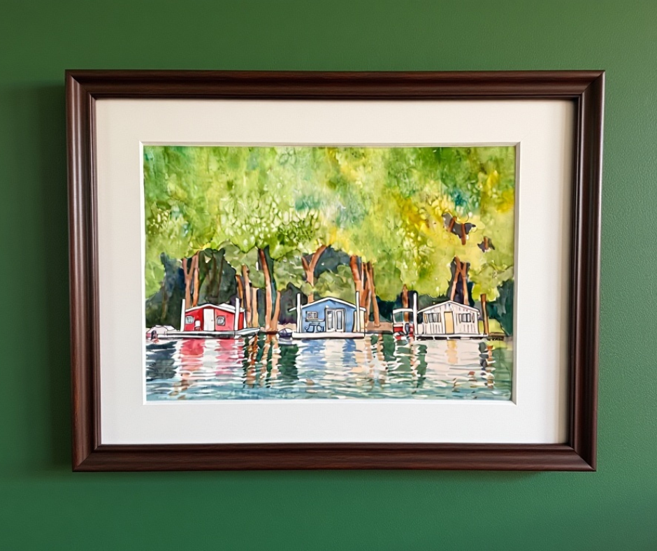 Boat Houses - Watercolor Print