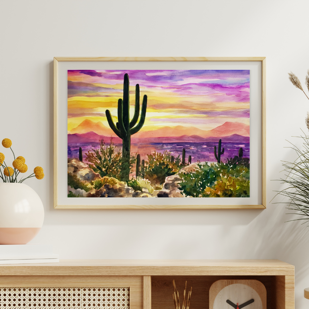 Desert Sunset - Watercolor Print