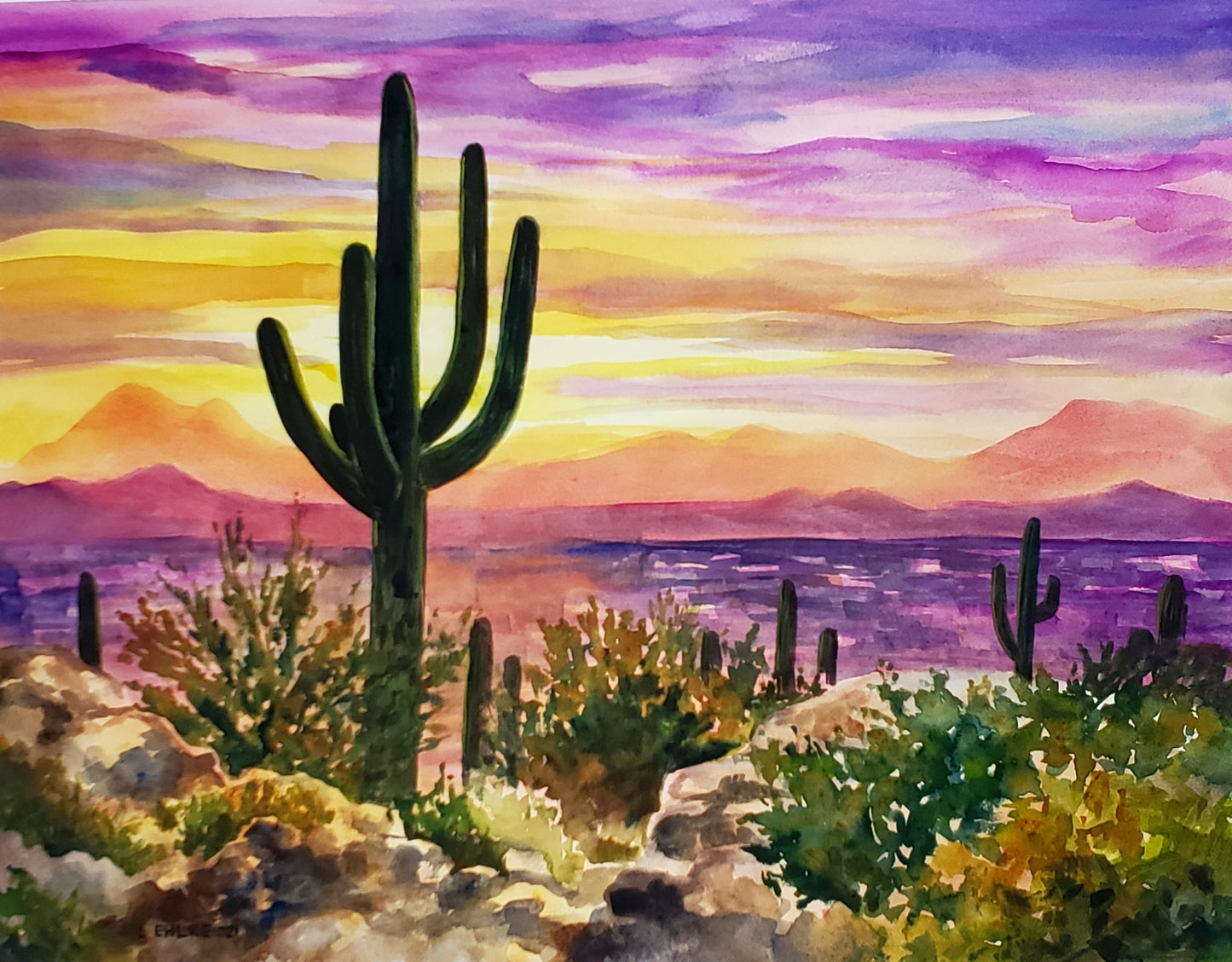 Desert Sunset - Watercolor Print