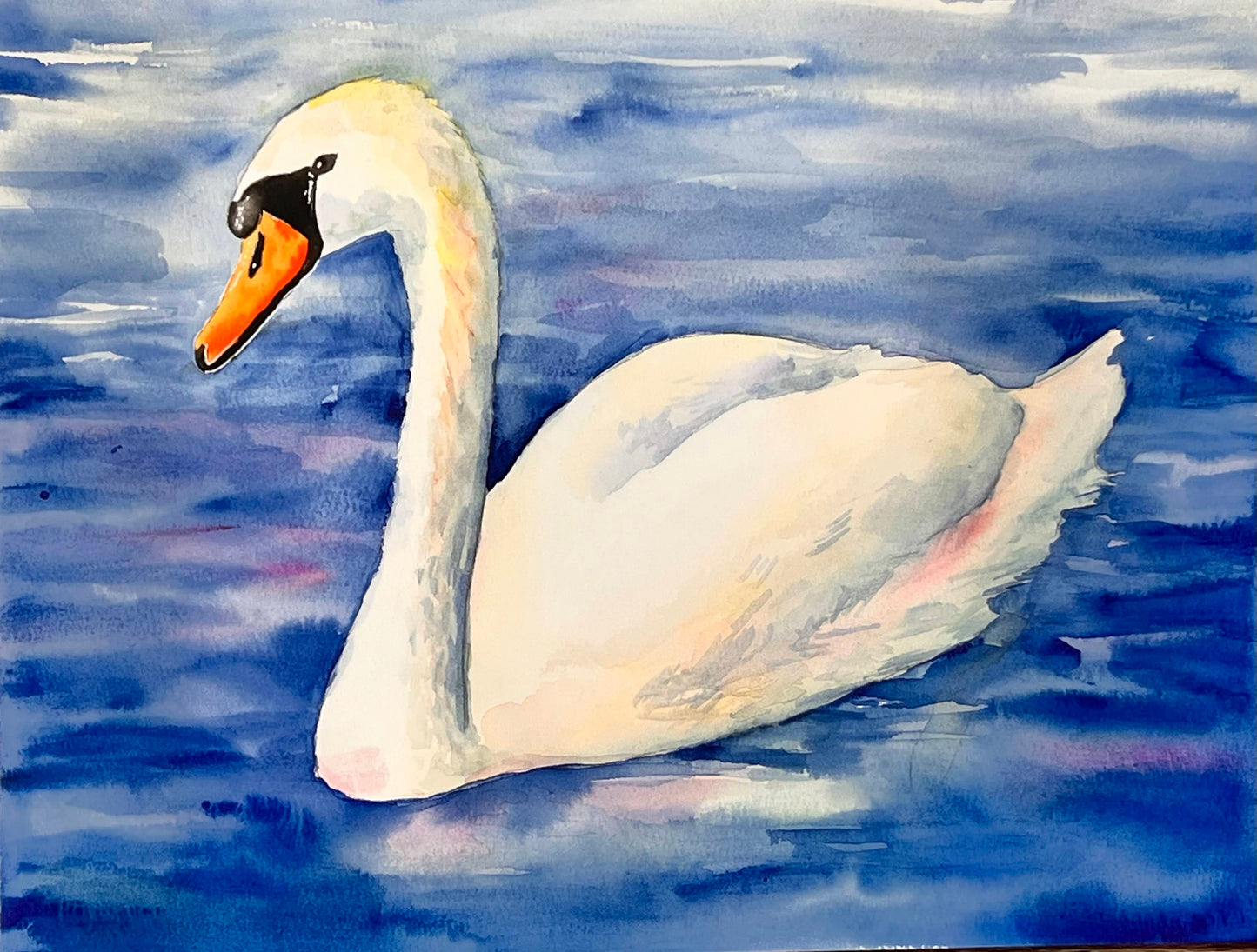 Swan - Watercolor Original - 9x12
