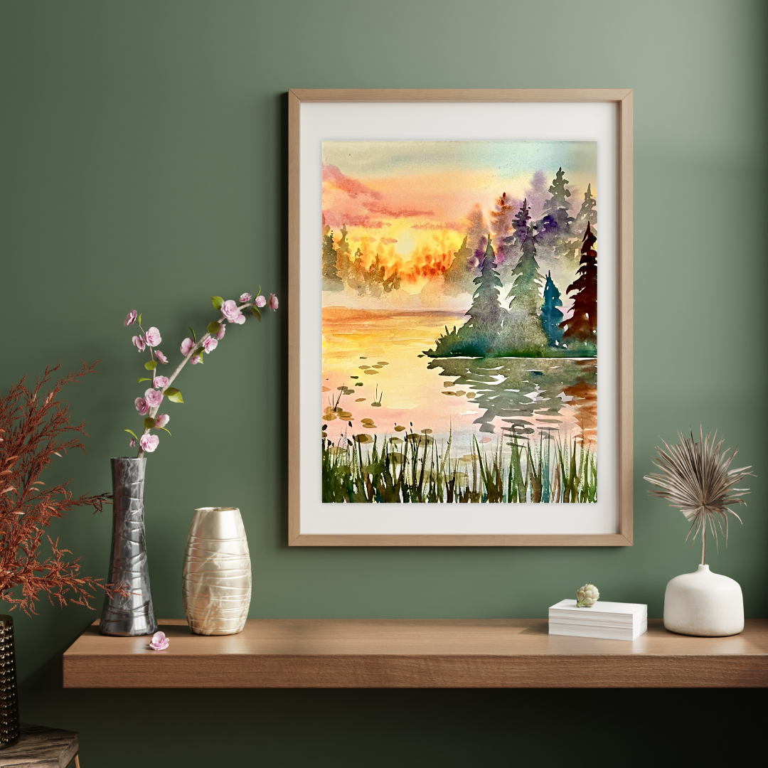 Fall Water - Watercolor Original - 8x10