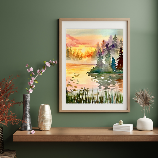 Fall Water - Watercolor Original - 8x10