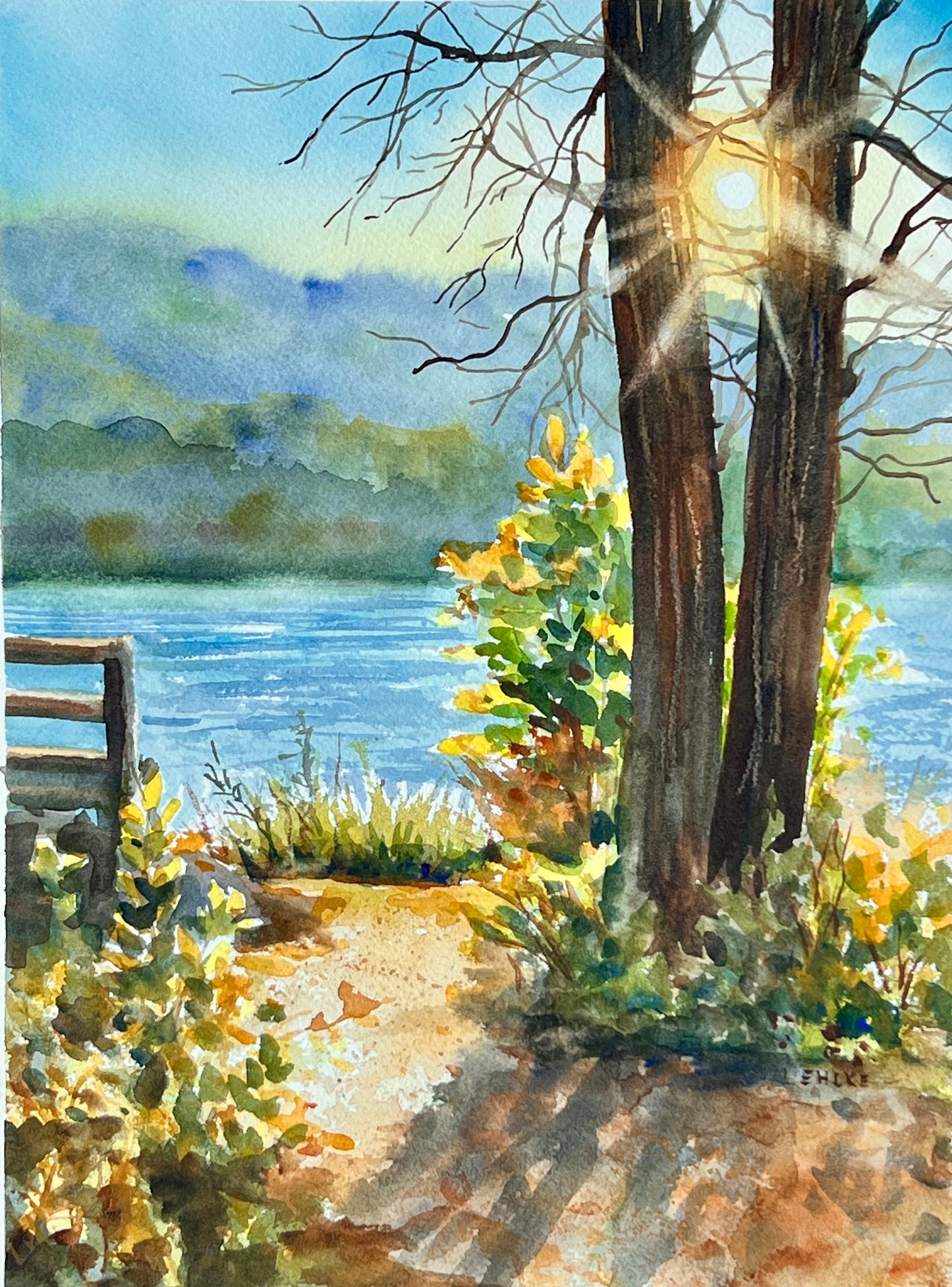 Sunlit Path by the Water "9x12" Print