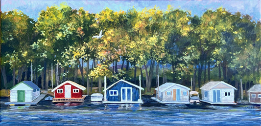 Boathouses on the River - 10x20 Print