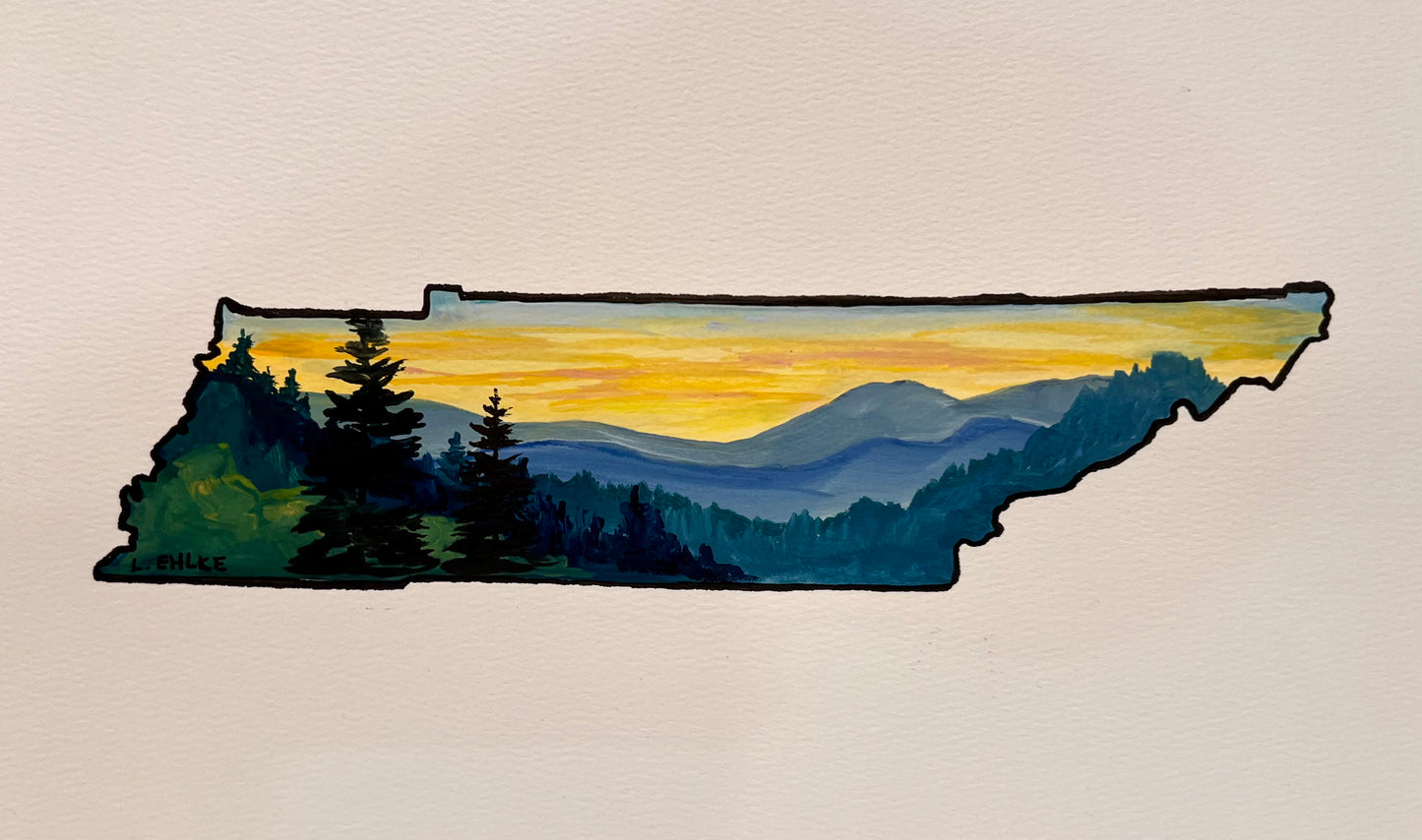 Tennessee Smokey Mountains Outline 9x12