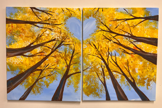 Golden Trees on Canvas (2 - 16" X 20" Canvasses)