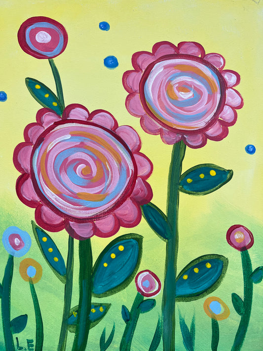 Flowers on Canvas 11" X 14"