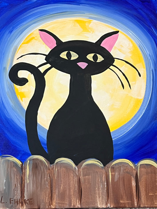 Black Cat on Canvas 11" X 14"