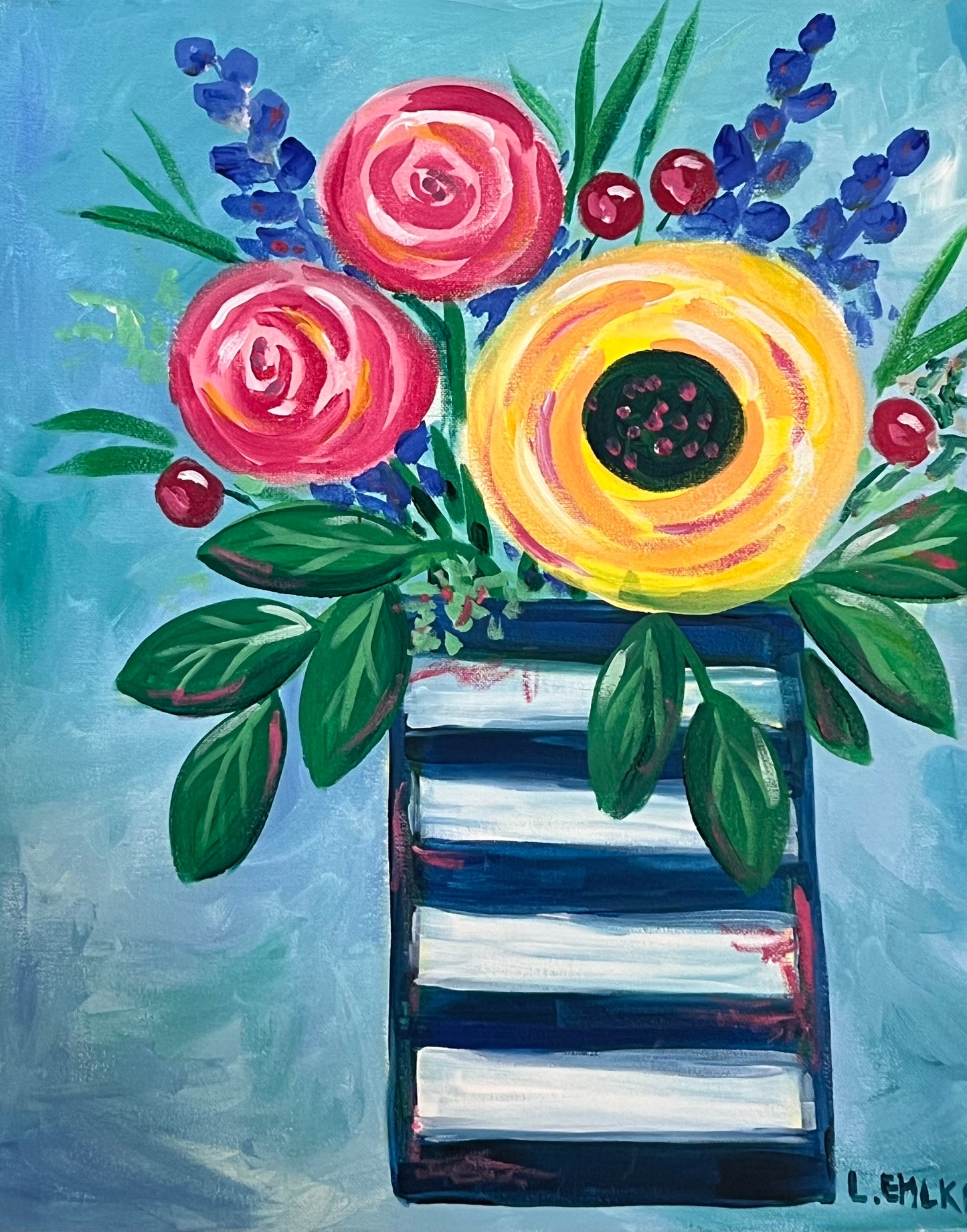 Flowers on Canvas 16" X 20"