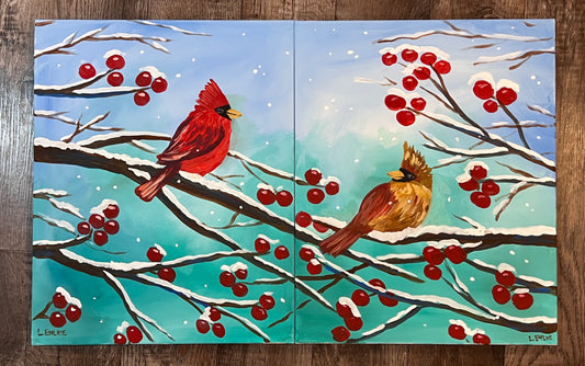 Cardinals on Canvas (2 - 16" X 20" Canvasses)